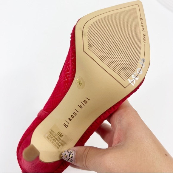 Gianni Bini Red Lace Up Mesh Heels Booties Pointed Stiletto Size 6 NEW - Picture 6 of 7